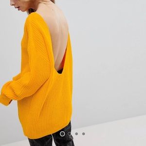 Backless yellow sweater